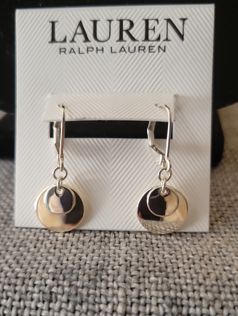 Lauren Ralph Lauren Silver Double Disc Drop Earrings